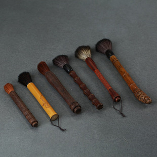 中式茶具茶道六君子黑檀竹根竹鞭茶刷养壶笔洗壶笔手工竹制零配件