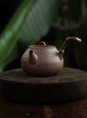 粗陶侧把壶复古侘寂风泡茶壶