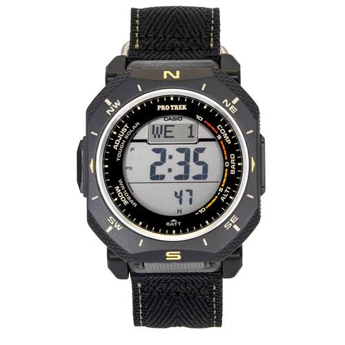 CASIO卡西欧Pro Trek数字的织物表带太阳能黑色表盘PRG 69B 1