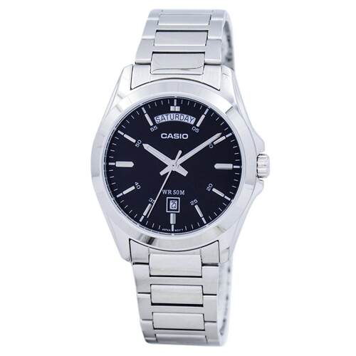 CASIO卡西欧石英黑色表盘Luminous Hands日期MTP 1370D 1A1V 50M