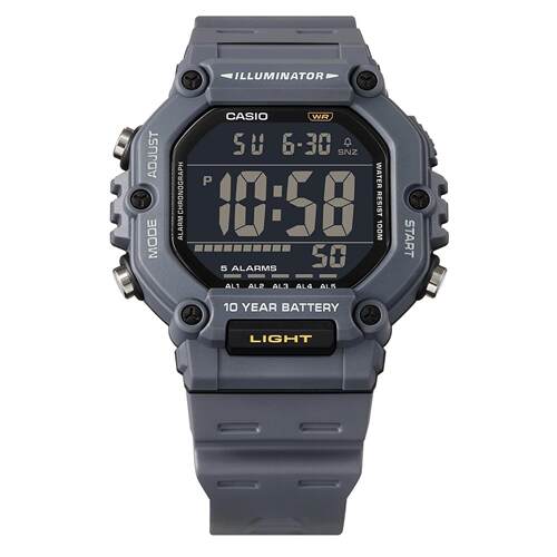 CASIO卡西欧夜光数字的闹钟双时间石英AE 1600H 8BV 100M男士手表