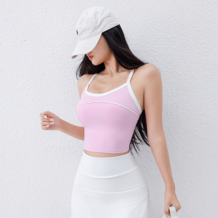 撞色运动内衣女高强度支撑固定胸垫工字美背跑步文胸瑜伽健身背心