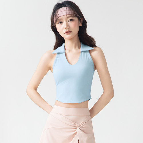 九麦一品裸感透气翻领美背瑜伽背心户外运动跑步普拉提健身文胸夏