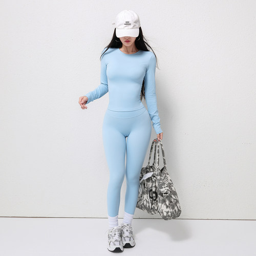 长袖瑜伽服套装女速干跑步训练