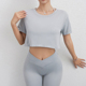 短款 跑步健身上衣速干运动服女士瑜伽服T恤 宽松透气圆领休闲短袖