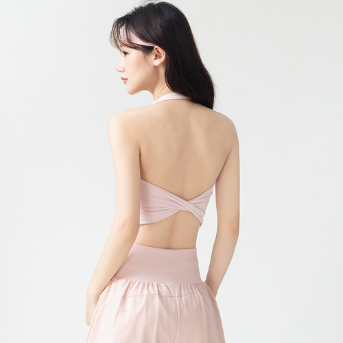 九麦挂脖美背瑜伽背心带胸垫
