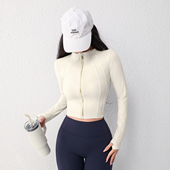 开衫 修身 拉链上衣 健身服跑步长袖 九麦一品紧身瑜伽外套女运动短款