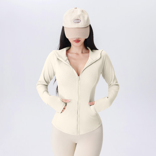 瑜伽服女春秋款连帽修身运动外套