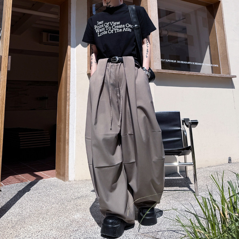 时尚直筒裤休闲垂感宽松设计感休闲裤长裤男女伞兵裤潮H2250P95,男装休闲裤,星座1114（原A254）