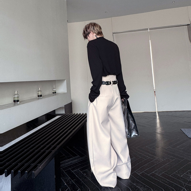 设计感西裤廓形立体褶皱阔腿裤休闲弯刀裤直筒长裤男女H2269P90,男装休闲裤,星座1114（原A254）
