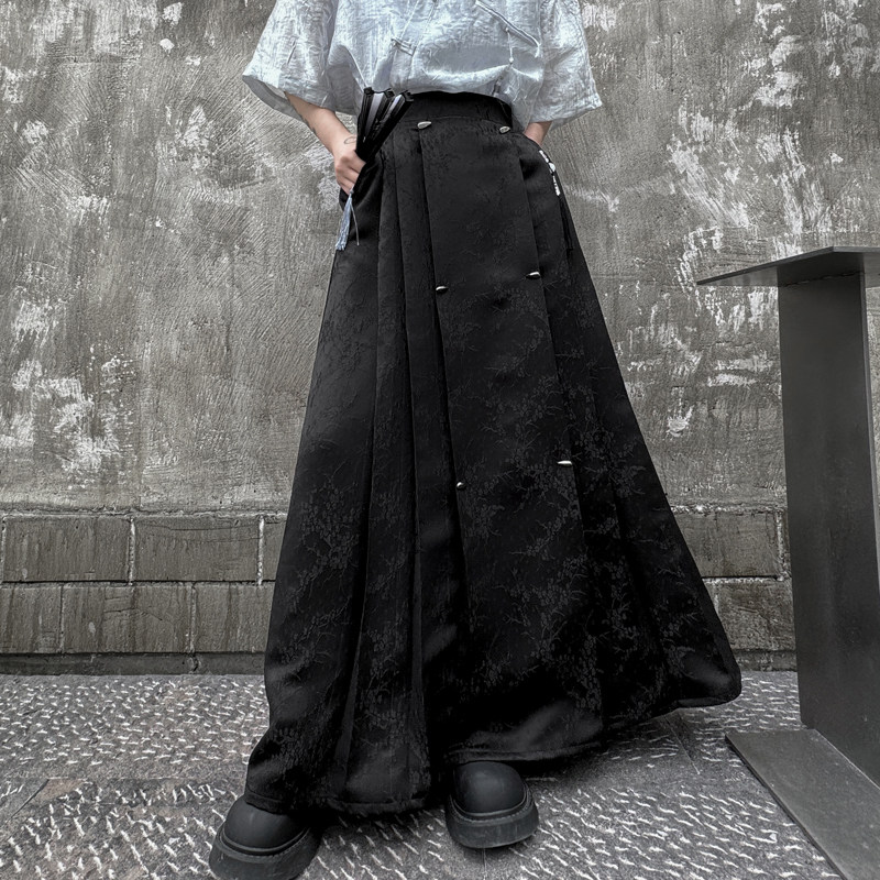 风新中式黑色汉服提花马面裙复古设计感长裙子潮H8010P100,男装休闲裤,星座1114（原A254）