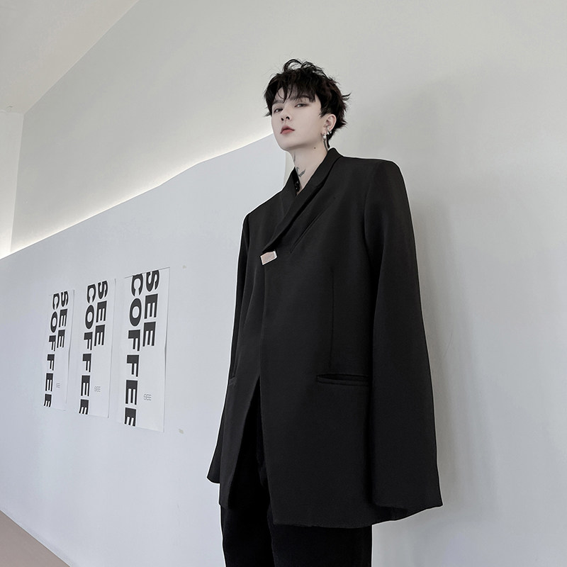 小众高级感个性金属装饰扣西装外套男设计感韩版西服潮H1762 P125图片