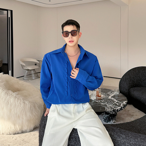 小香风高级感解构设计款长袖衬衫男装禁欲系衬衣韩版潮 H2083 P75图片