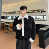 小香风假两件可脱卸衬衫领西装外套男高级感无领西服潮H2002P175，男装西服，星座1114（原A254）