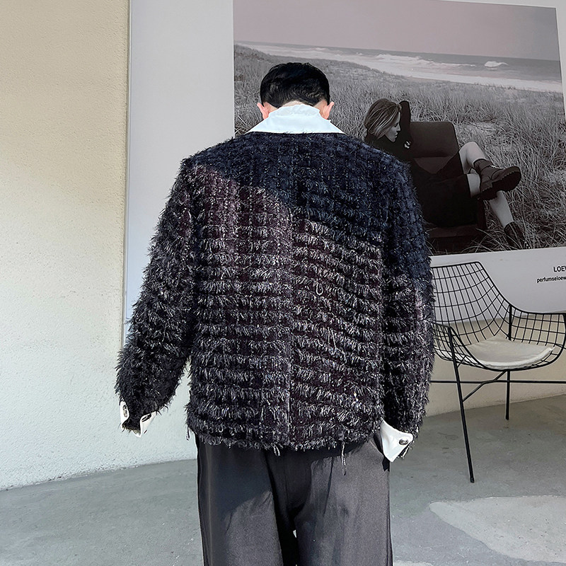 小香风假两件可脱卸衬衫领西装外套男高级感无领西服潮H2002P175,男装西服,星座1114（原A254）