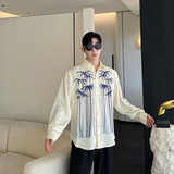 新中式垂感网纱流苏绣设计感衬衫男高级感长袖衬衣韩版潮H2157P90，男装衬衫，星座1114（原A254）