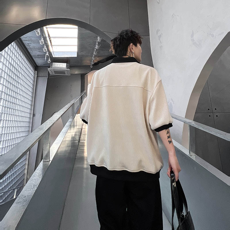 原创高级感小众黑白条纹POLO衫男女情侣T恤短袖上衣潮H1886P80,男装Polo衫,星座1114（原A254）