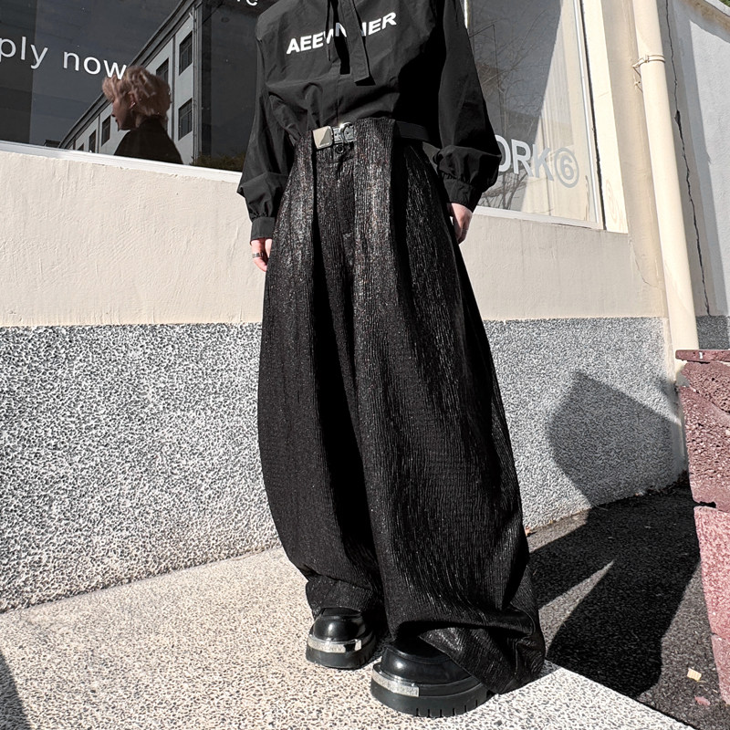 演出表演休闲裤宽松银色弯刀裤男女长裤走秀博主裤子H2255P120,男装休闲裤,星座1114（原A254）
