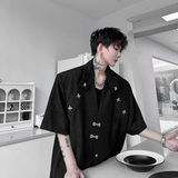 新中式金属扣小众西装男短袖设计感上衣夏季半袖西服H8018P125，男装西服，星座1114（原A254）