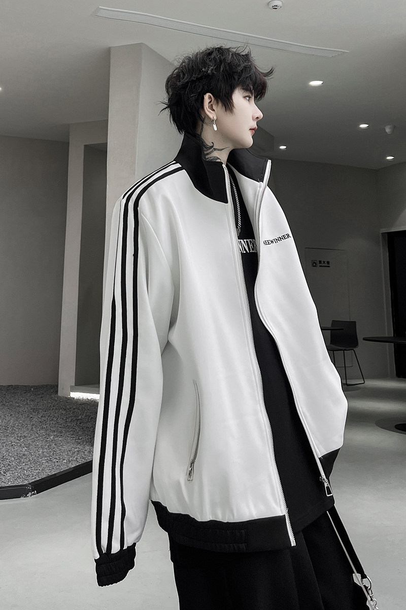 ins风撞色拼接立领卫衣开衫外套宽松运动上衣棒球服潮H1969P125,男装夹克,星座1114（原A254）