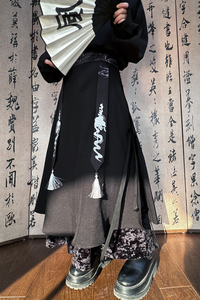 纯色潮字母数字刺绣九分裤休闲裤帅气中国风秋季百褶男士春秋情侣图片