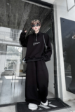 美式潮牌运动POLO拉链衫卫衣套装一套宽松直筒阔腿裤H2273P200，男装休闲套装，星座1114（原A254）