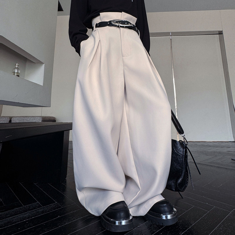 设计感西裤廓形立体褶皱阔腿裤休闲弯刀裤直筒长裤男女H2269P90,男装休闲裤,星座1114（原A254）
