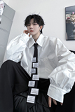 高级感小众宽松白衬衫男女学院风设计感衬衣（含领带）H2186P105，男装衬衫，星座1114（原A254）