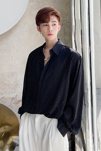 发型师男士韩版小香风网红同款垂感衬衫男装亮片衬衣H1281 P65图片