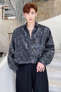 2021重工艺夜店亮片珠片衬衣男装个性演出表演服衬衫男 H1102图片