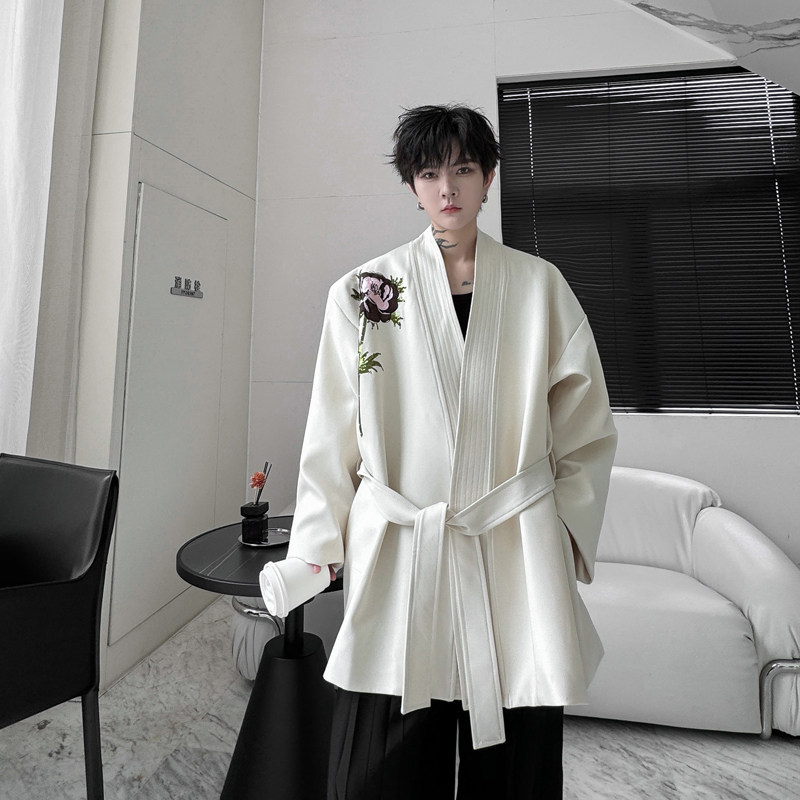 重工珠片绣花工艺设计感外套男女高级感系带风衣韩版潮H2222P135,男装风衣,星座1114（原A254）