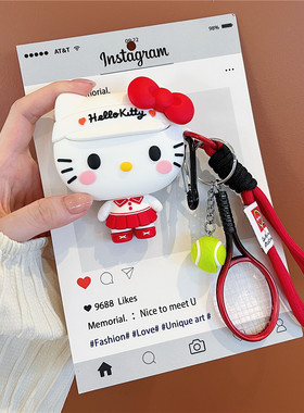 原创精品hellokitty网球拍适用airpodspro3保护套苹果耳机airpods4保护壳硅胶aipods蓝牙耳机保护壳pro2
