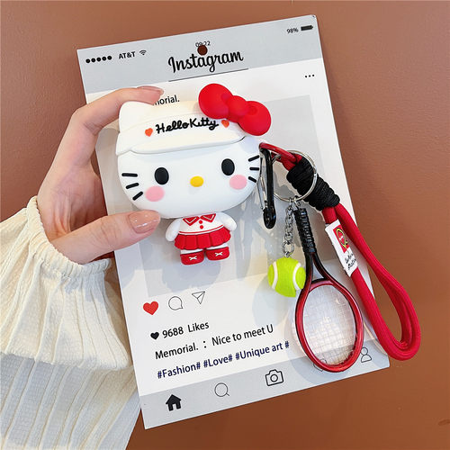 原创精品hellokitty网球拍适用airpodspro3保护套苹果耳机airpods4保护壳硅胶aipods蓝牙耳机保护壳pro2