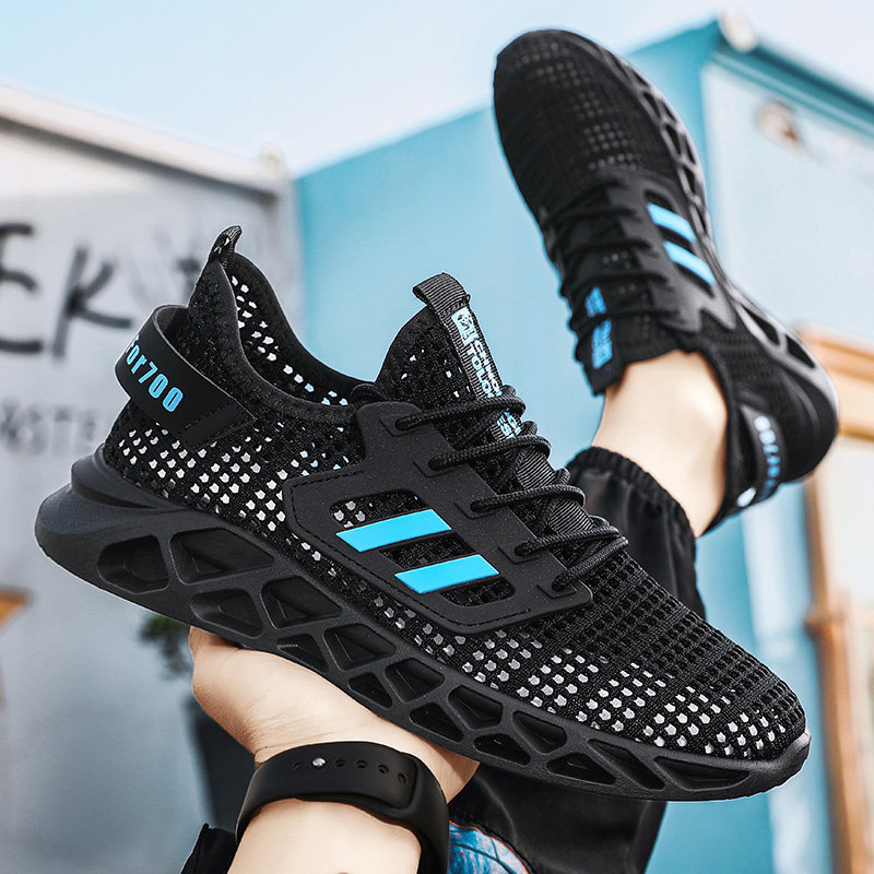 飞织男士凉鞋夏季网面透气休闲运动跑步耐磨防滑防臭系带沙滩男鞋