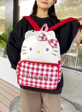 日系猫咪书包少女心百搭双肩包ins学院风可爱卡通背包初高中学生