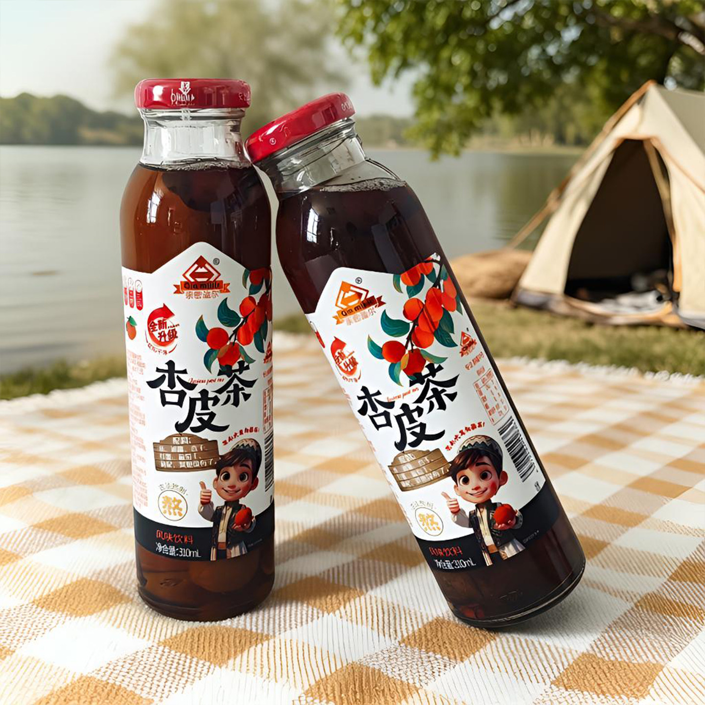 新疆特产玻璃瓶杏皮茶特色饮料