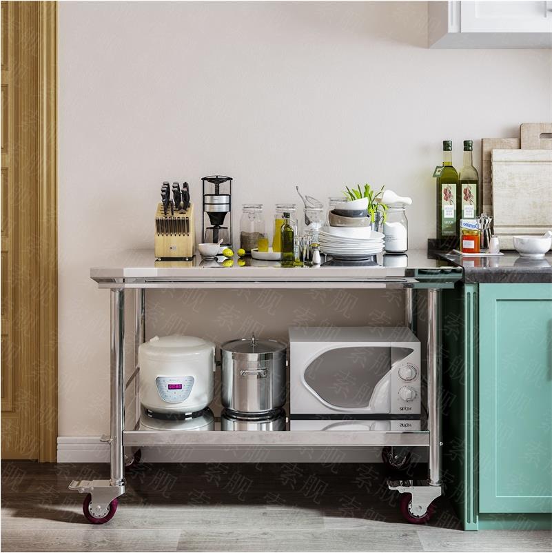 加厚护栏双层不锈钢工作台