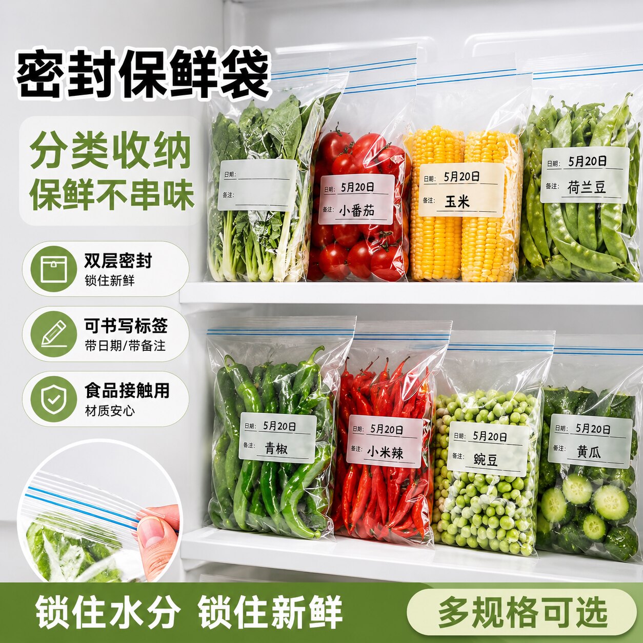 食品级冷冻拉链保鲜袋