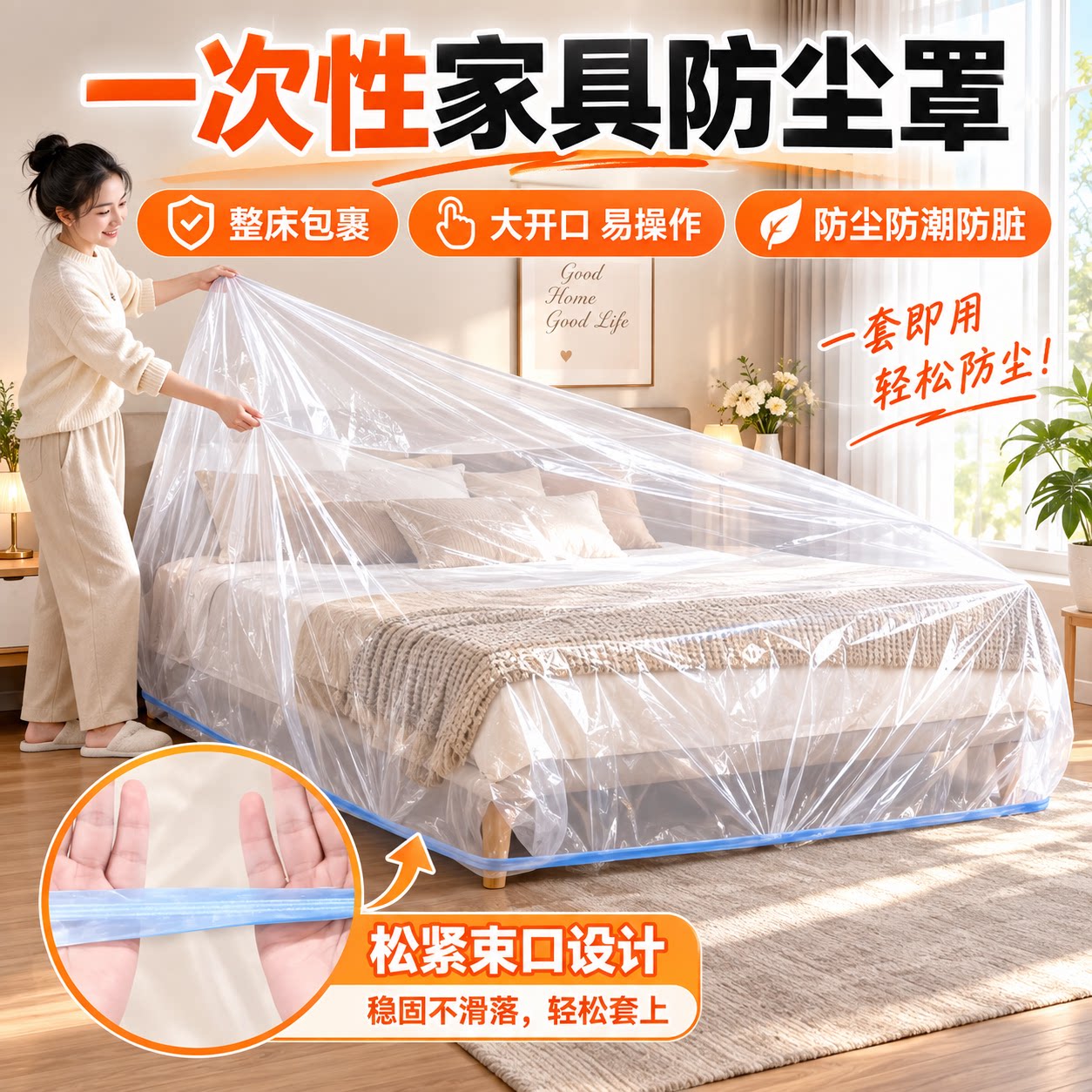 加大加厚松紧束口密封防尘盖布