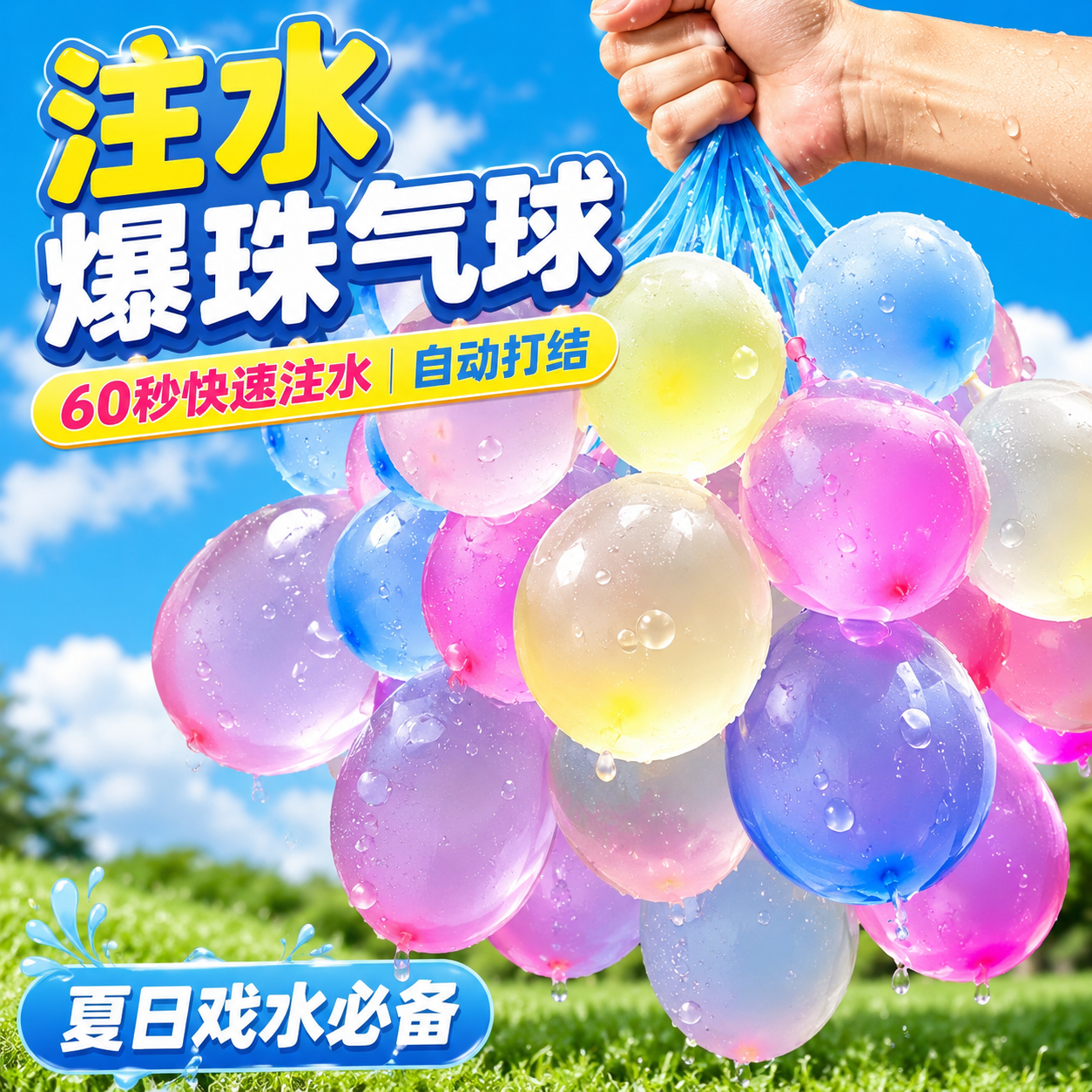 夏日儿童户外打水仗速注水气球