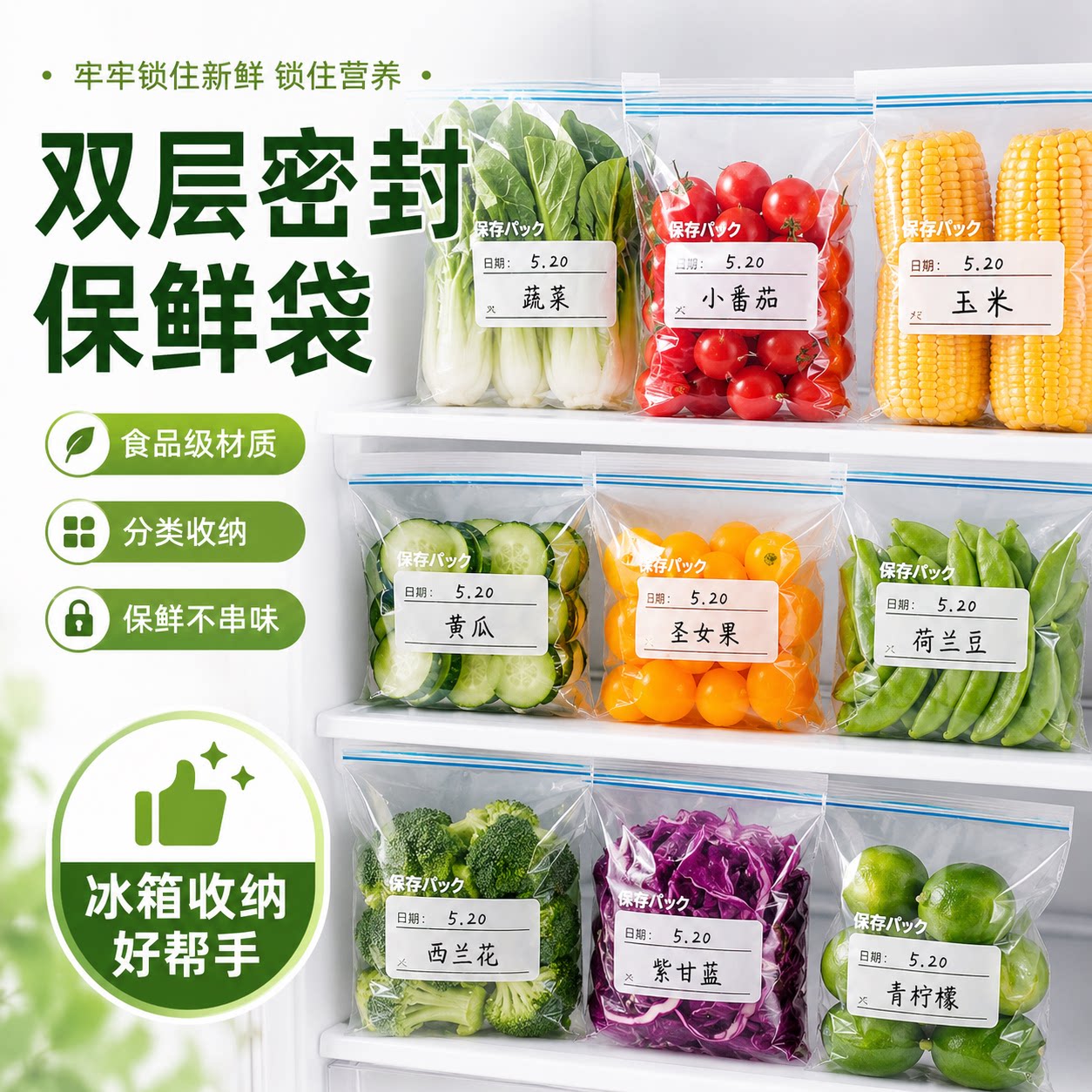 食品级冷冻拉链保鲜袋