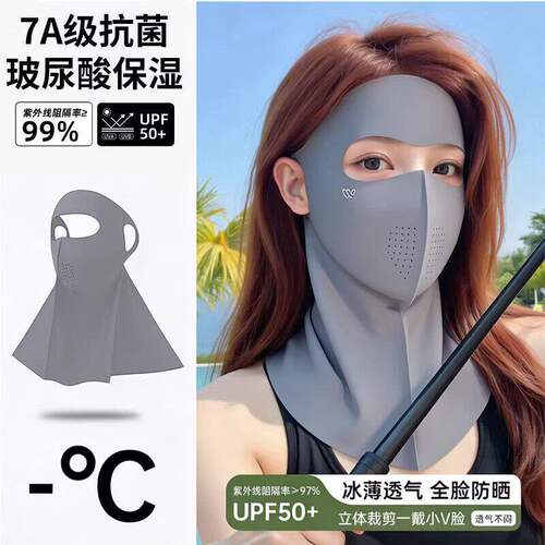 夏季UPF50+冰丝防晒护颈口罩