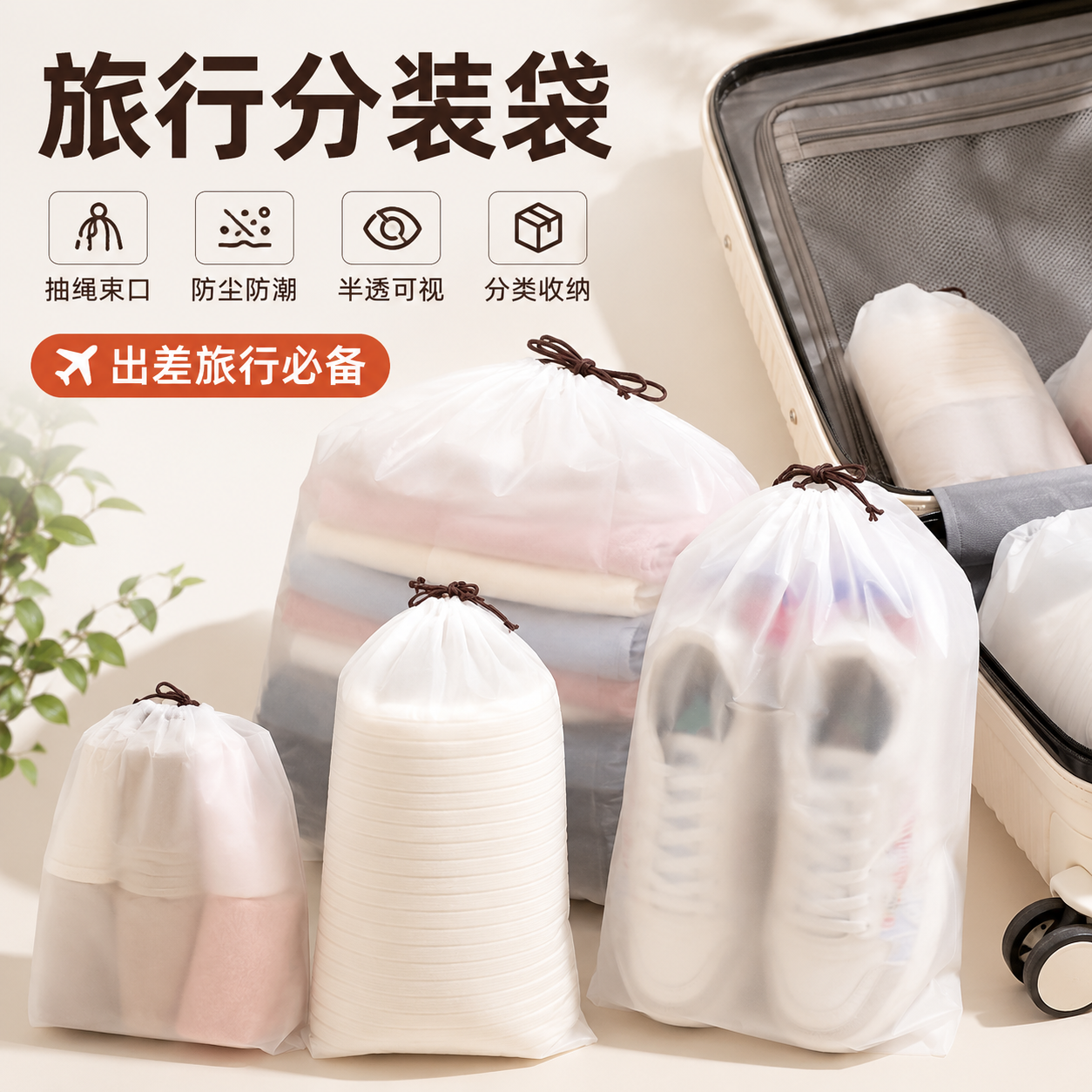 防水防尘抽绳旅行收纳袋