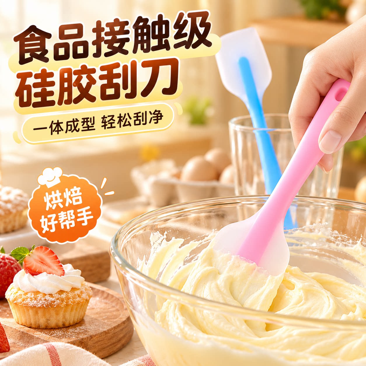 耐高温大号一体式刮刀硅胶蛋糕刮板家用奶油抹刀搅拌刀烘焙工具