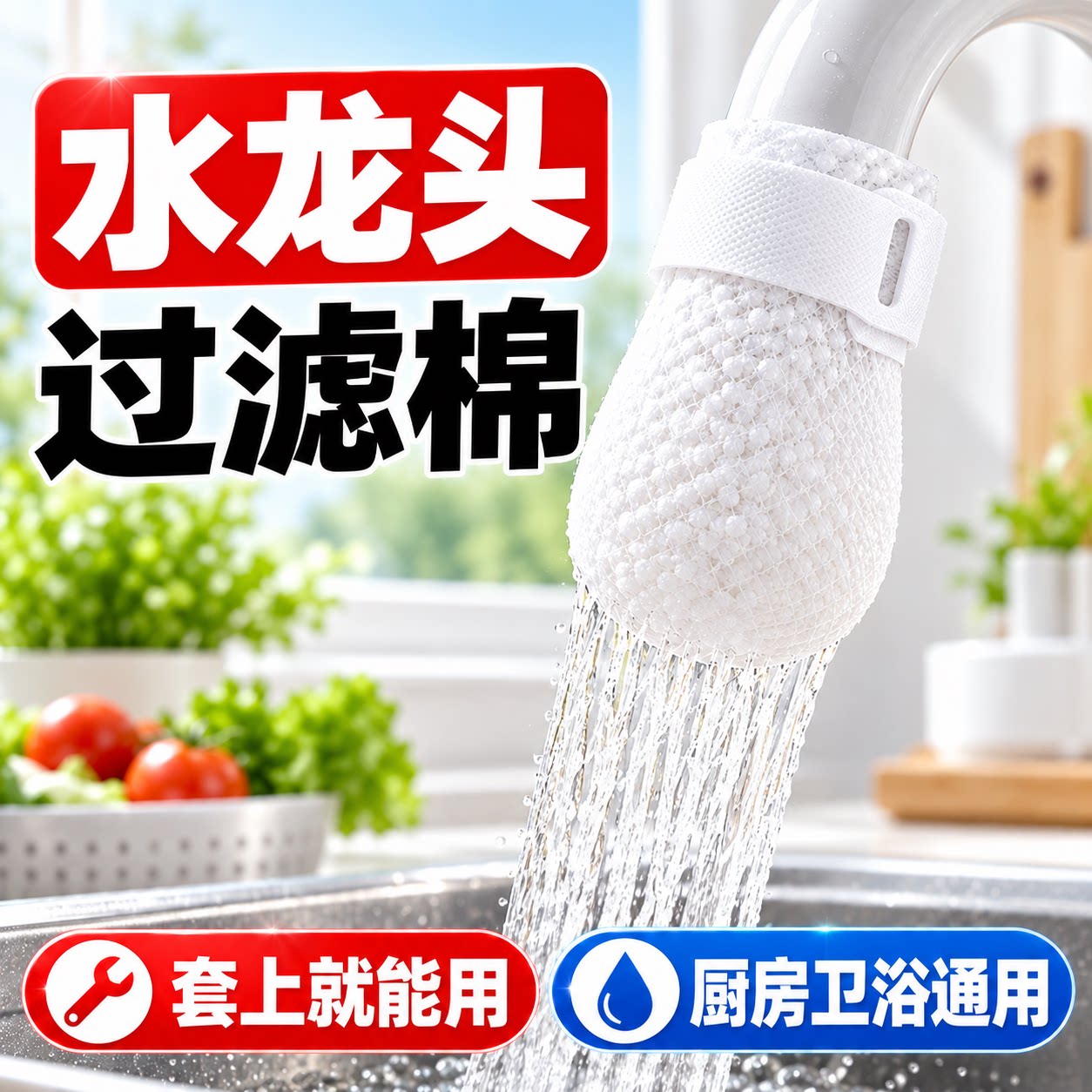 水龙头过滤棉家用净水过滤自来水山泉水去除泥沙铁锈水垢杂质加厚