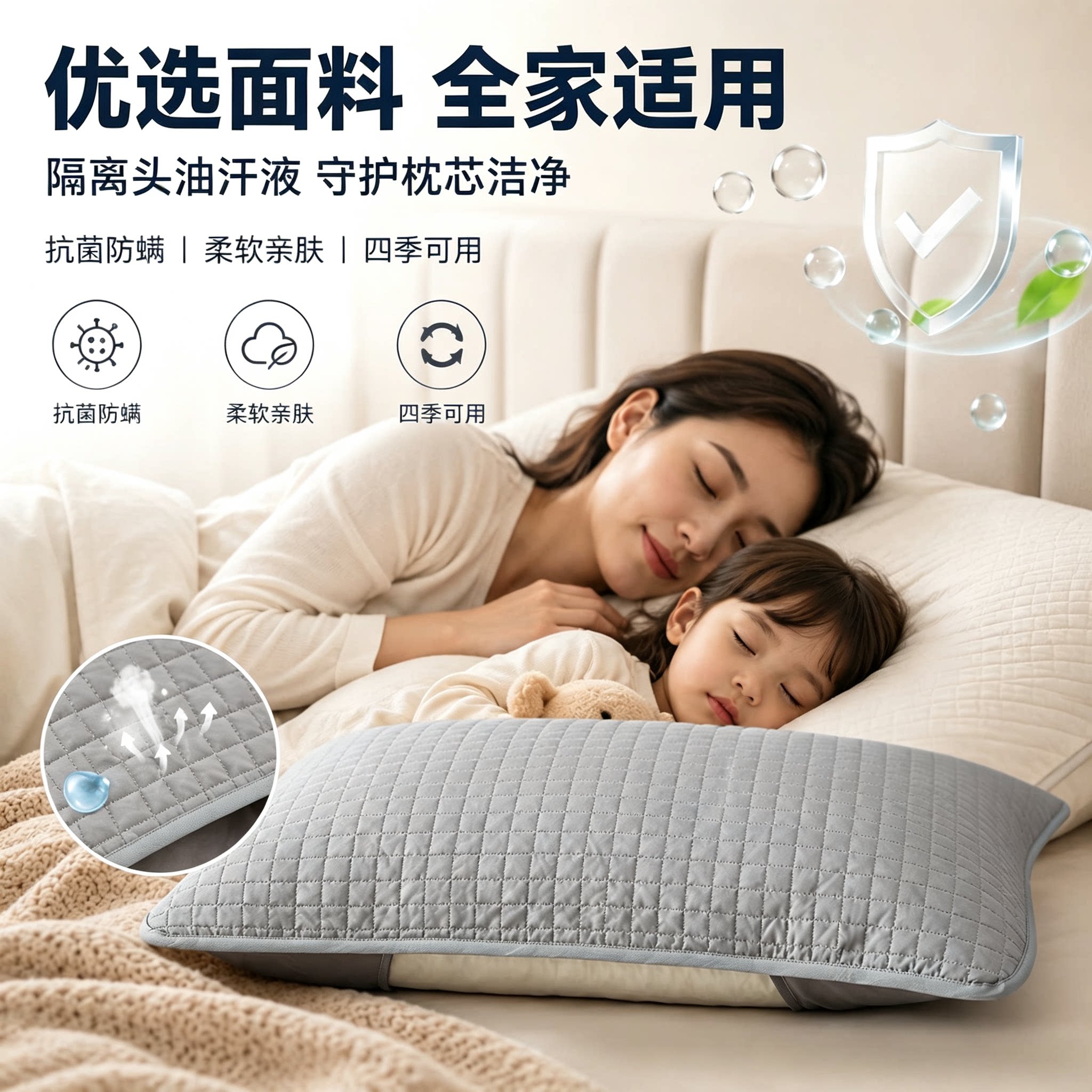 防汗防油防口水枕芯隔离套图片