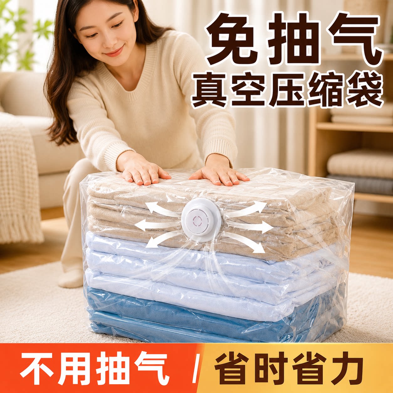 【5·99元3个】免抽气真空压缩袋整理袋装换季被子羽绒服收纳袋