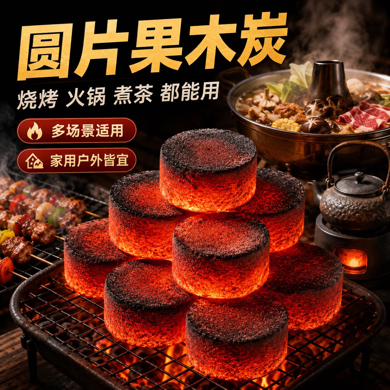 速燃无烟果木烧烤炭围炉煮茶