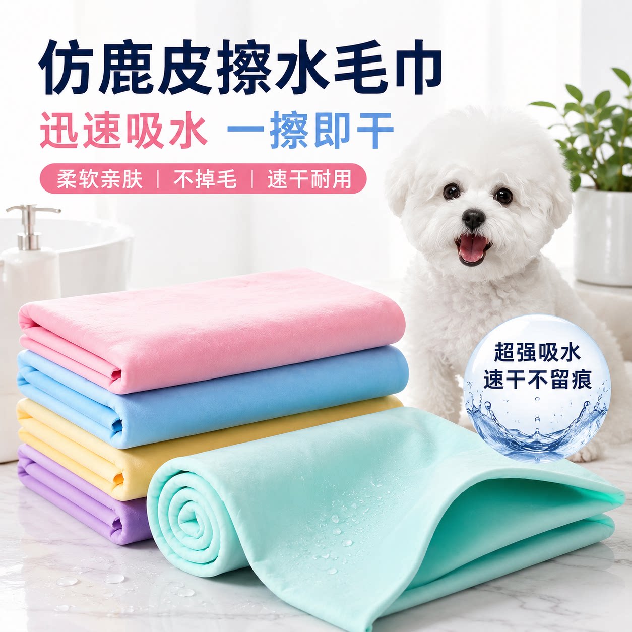 仿鹿皮宠物速干吸水加厚毛巾