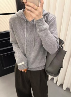 冬季宽松灰色加厚连帽毛衣女款2025新款秋冬高级感爆款针织衫外穿